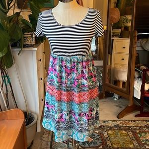 Vintage Anticipation mixed print maternity dress